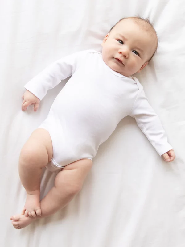 102 15 infant unisex classic bodysuit long sleeve.white.fit front.5 800x