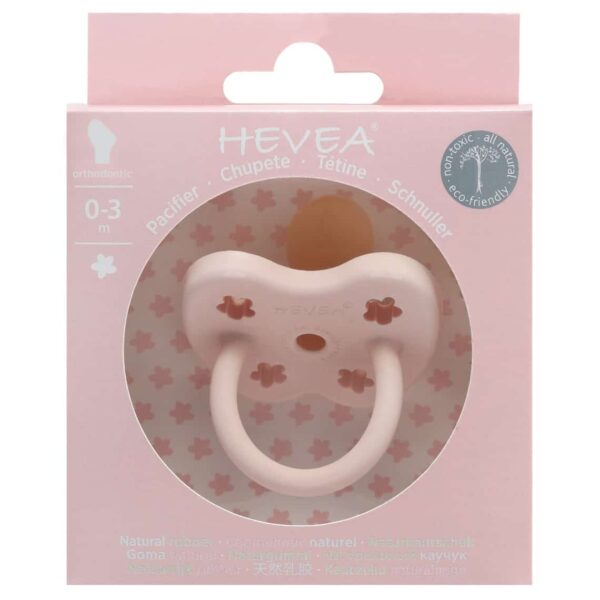 hevea pacifier powder pink orthodontic 0 3 months pack