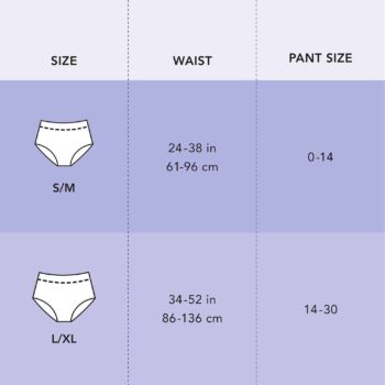 rael disposable underwear size guide