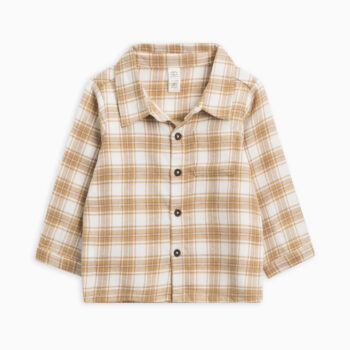 96003 23 logan flannel long sleeve collared button down shirt.latte plaid.flat front